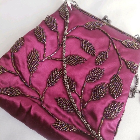 Hillard & Hanson Purple Beaded Purse Prom Purse - Picture 3 of 4